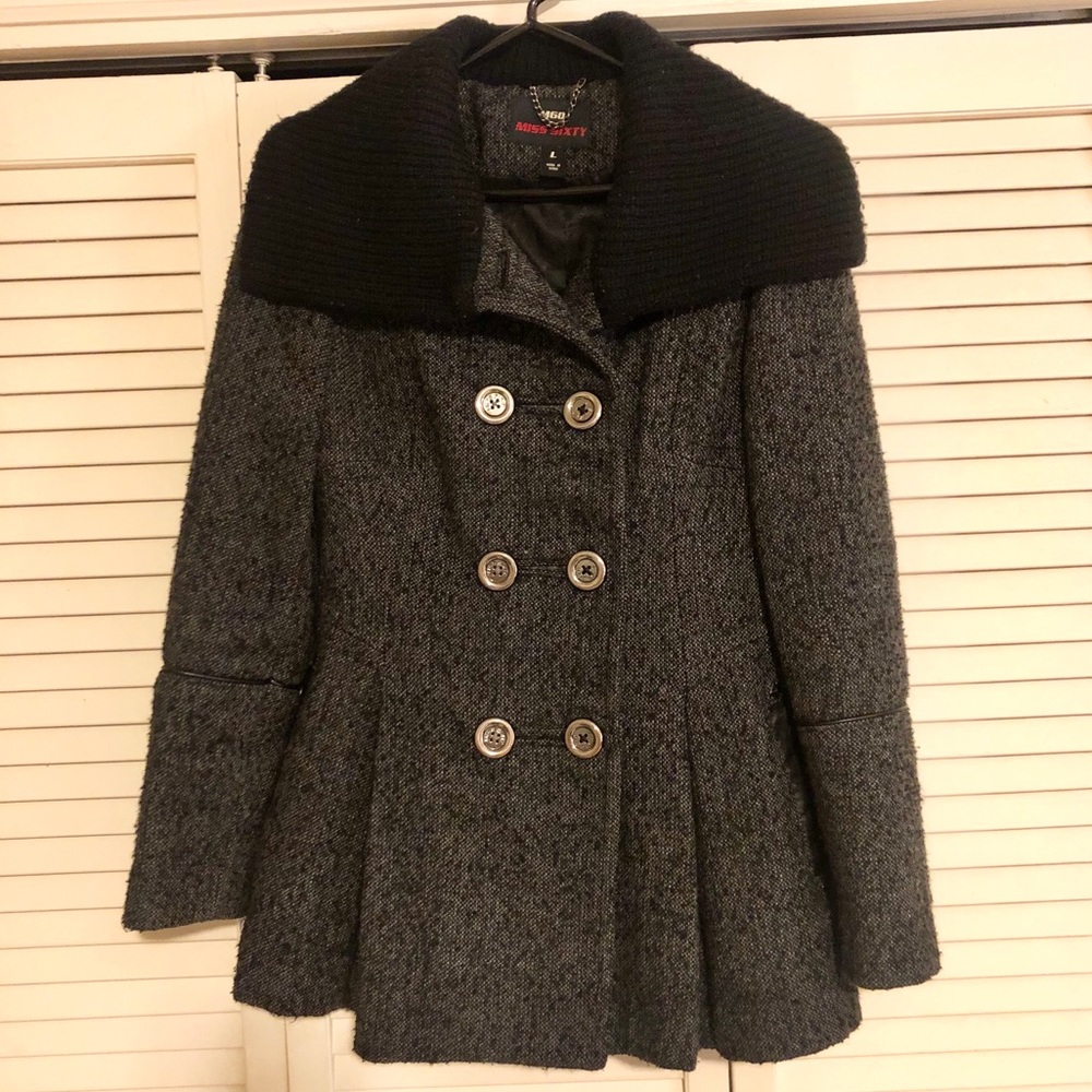 Miss Sixty M60 gray wool winter peacoat